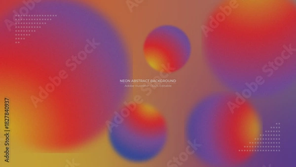 Fototapeta Neon Grain Spheres | Multicolored Halftone Orb Background