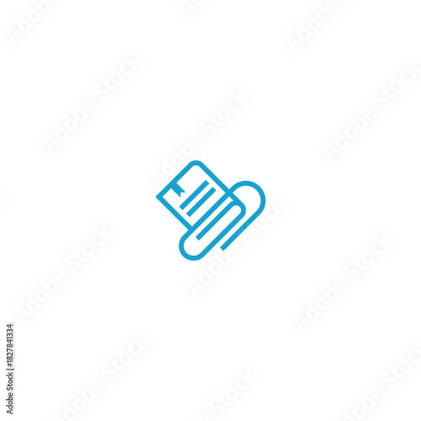 Fototapeta Book paper clip logo on white background.