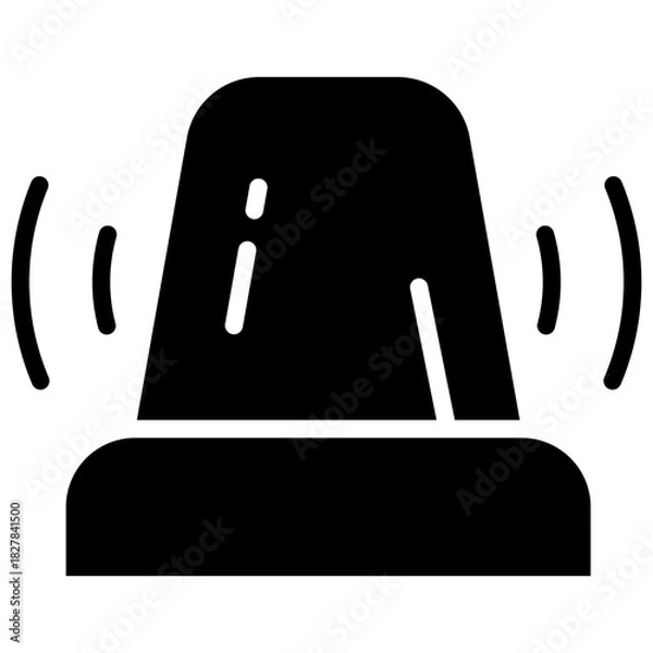 Fototapeta Emergency Alert Glyph Black Silhouette Icon Design Vector - siren light symbolizing emergency response, warning, medical alert, and urgent attention