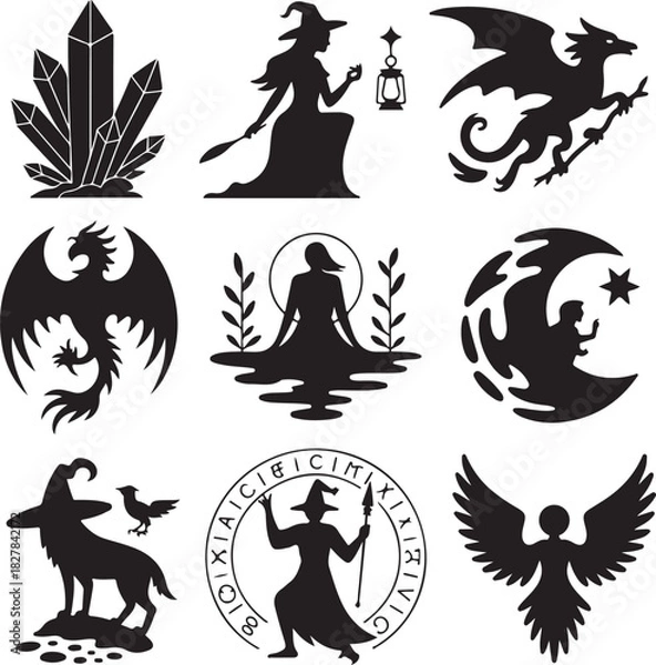 Obraz Set of magic and mystical symbols in vector format illustration