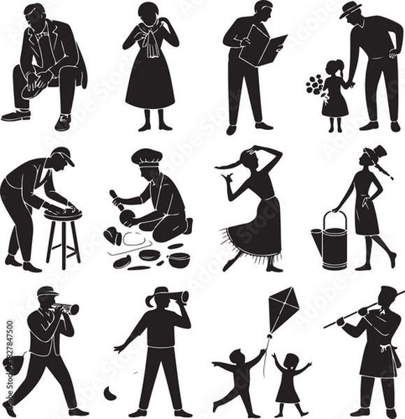 Obraz Vector Illustration of People Performing Various Occupations and Activities