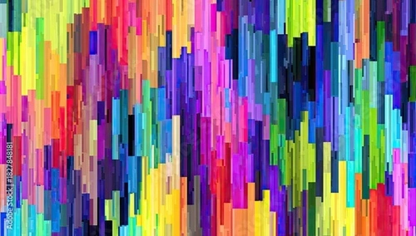 Obraz Abstract, colorful vertical bars of various sizes creating a textured, vibrant, digital composition
