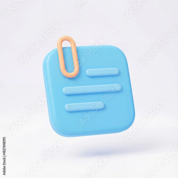 Fototapeta 3d icon of a memo or sticky note isolated on a white background, symbolizing reminder, note, message, important information, and planning