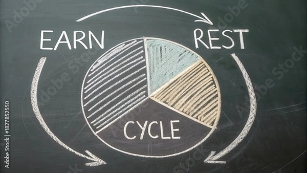 Obraz Chalk Diagram Of Cycle Showing Learn Rest Phases