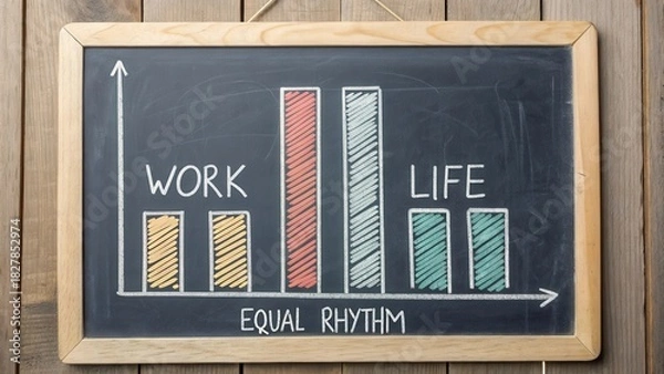 Obraz Chalkboard bar chart depicting work life equal rhythm balance