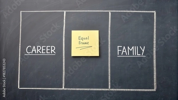 Obraz Chalkboard Illustration Showing Career and Family in Equal Frames