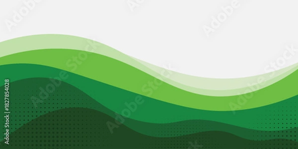 Obraz Abstract White and Green wave wide background banner