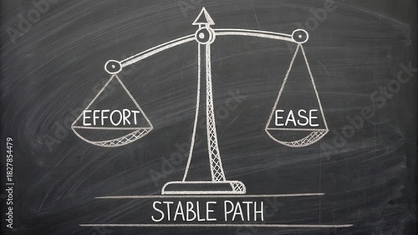 Obraz Chalkboard Illustration Showing Scale Balancing Effort and Ease
