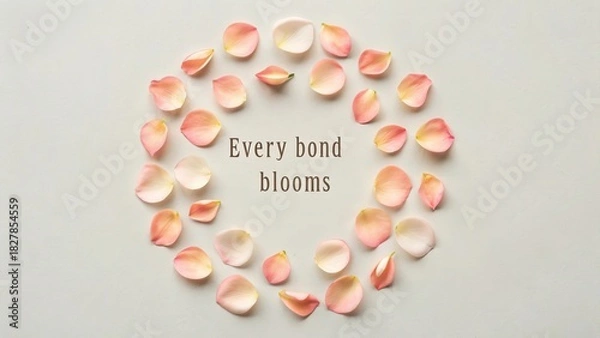 Obraz Circular Arrangement of Rose Petals With Inspirational Quote