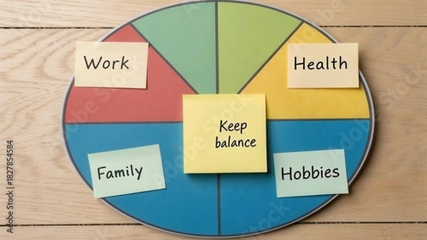 Obraz Circular Chart with Sections Representing Work Life Balance