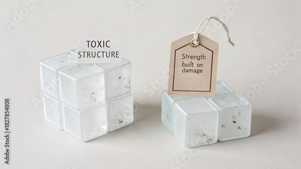Obraz Clear Cubes with Toxic Structure and Strength Built on Damage