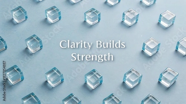 Obraz Clear Glass Cubes in Symmetric Pattern with Inspiring Quote