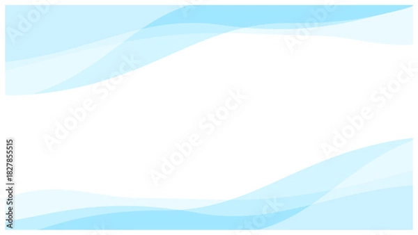 Obraz シンプルなウェーブ背景フレーム パステル水色