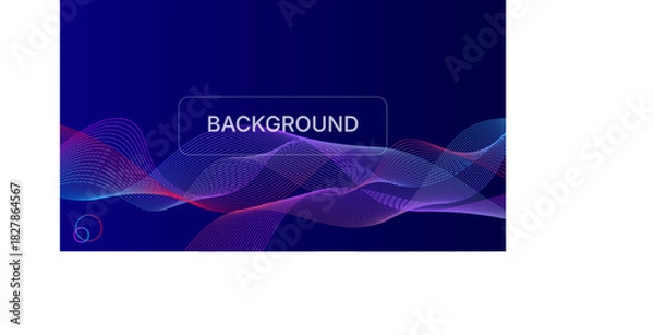 Fototapeta Abstract Wavy Gradient Lines on Dark Blue Background