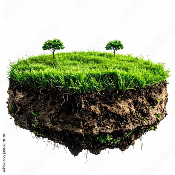 Fototapeta A floating island of earth with trees and grass