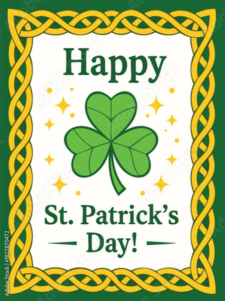 Obraz St Patricks Day Shamrock with Celtic Border