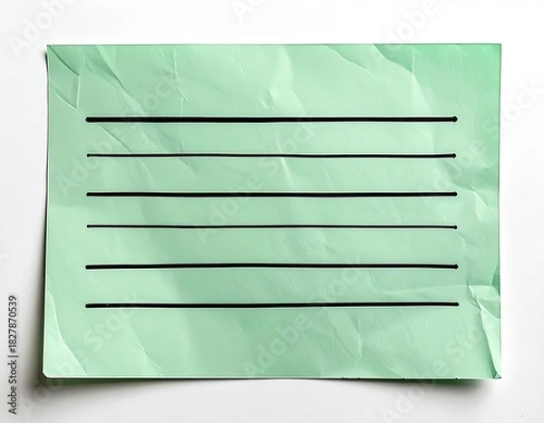 Obraz Crumpled green paper with black lines on white