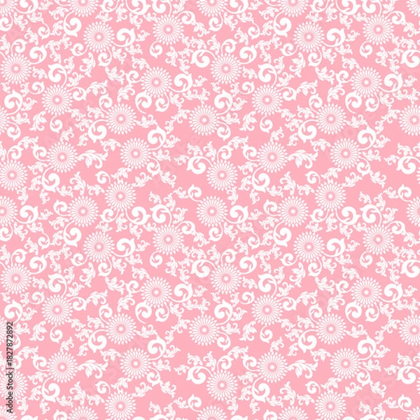 Fototapeta seamless pattern with pink flowers