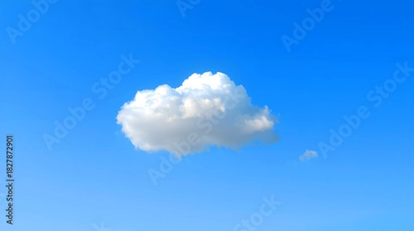 Obraz single fluffy white cloud in clear blue sky