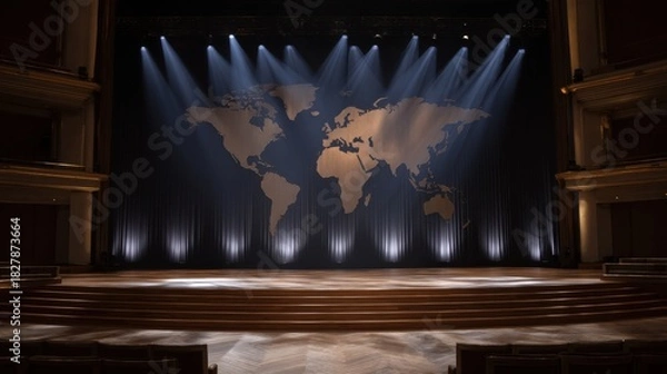 Obraz Stunning Projection of Planetary Symbols Illuminating Stage with Dramatic Lighting Effects