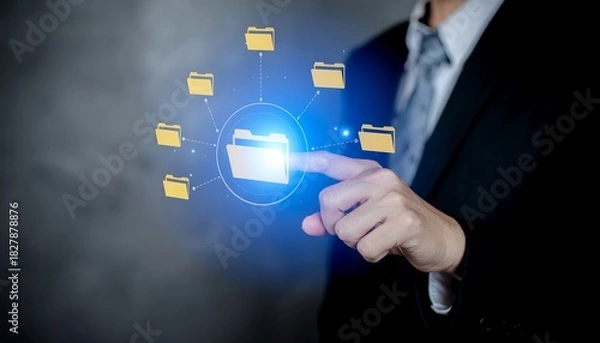 Fototapeta High-End Workspace with Gesture-Managed Virtual Documents