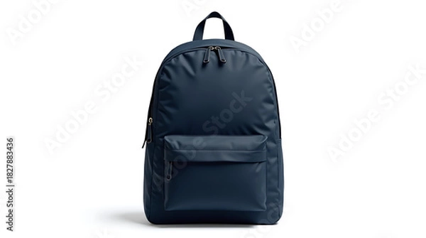 Obraz Navy blue backpack isolated on white background for school travel or everyday use