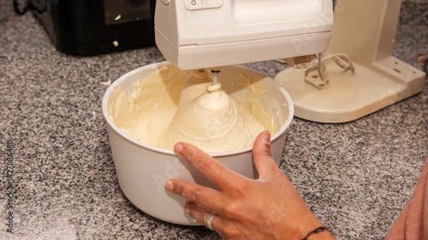 Fototapeta preparing dough in an electric mixer