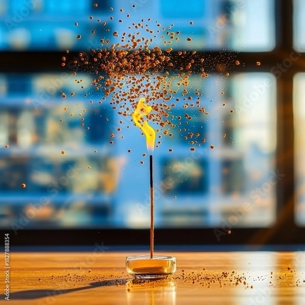 Obraz Incense smoke rising indoor setting artistic photography calm environment close-up view serenity concept