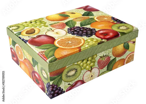 Fototapeta fruit-pattern-gift-box on a isolated transparent background