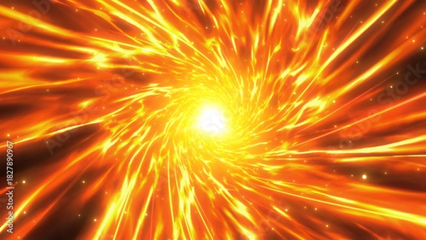 Fototapeta 回転して渦巻く炎の集中線のエフェクト背景