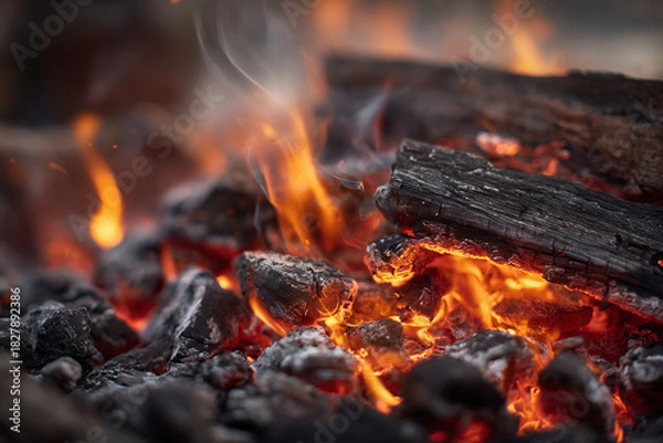 Obraz 燃える薪と炎