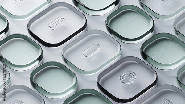 Obraz Abstract close up of clear glass tiles with light green tint