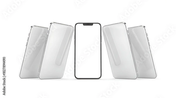 Obraz Smartphone with blank screen surrounded by books on a white background