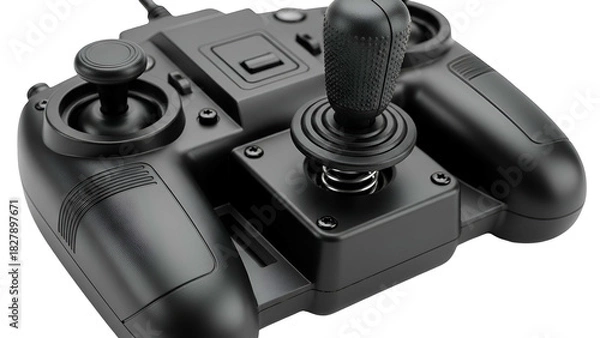 Obraz Dark close-up of a gaming controller with multiple joysticks, buttons, and a textured grip