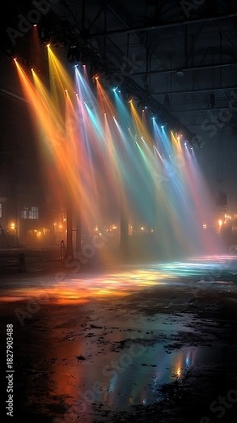 Fototapeta Artistic stage design with rainbow lighting high resolution picture