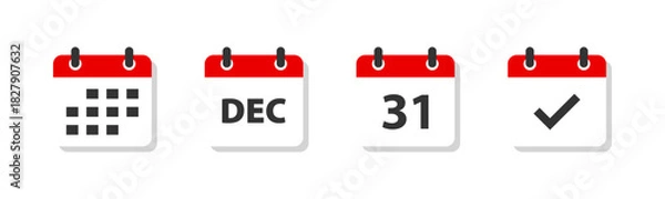 Obraz December 31 calendar icons set