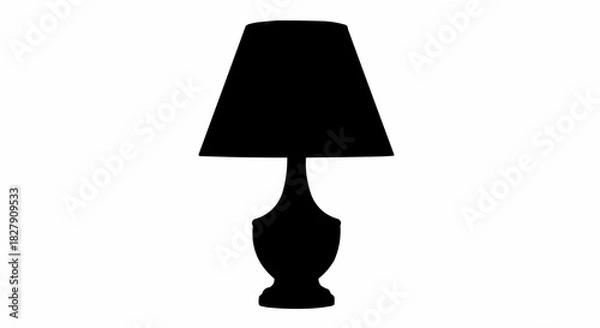 Fototapeta Silhouette of a Classic Table Lamp with Shade on White Background.