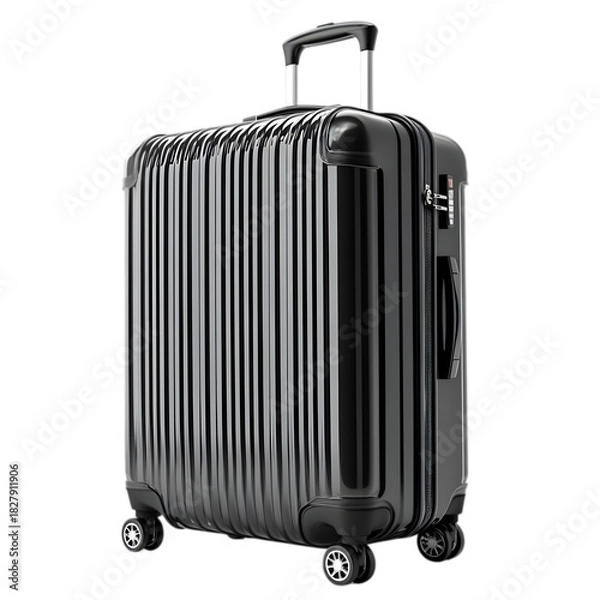 Fototapeta A suitcase with wheels and a black handle isolated on white and transparent background