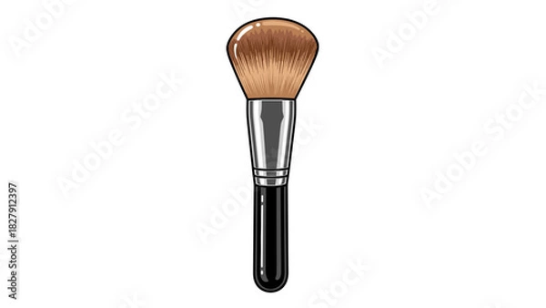 Fototapeta Professional makeup brush with soft bristles and sleek black handle on white background

