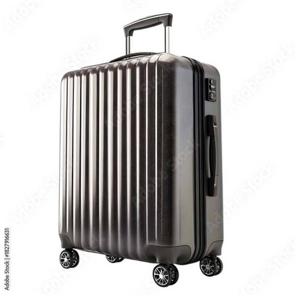 Obraz A suitcase with wheels and a black handle isolated on white and transparent background