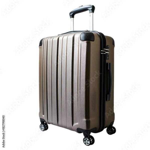 Fototapeta A suitcase with wheels and a black handle isolated on white and transparent background