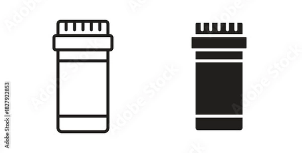 Fototapeta Prescription bottle icon in doodle and stroke style.