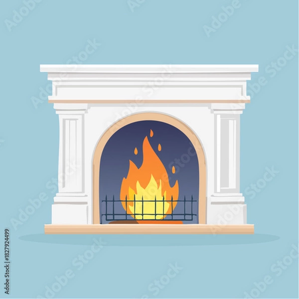 Obraz Flat Design Fireplace Hearth Icon