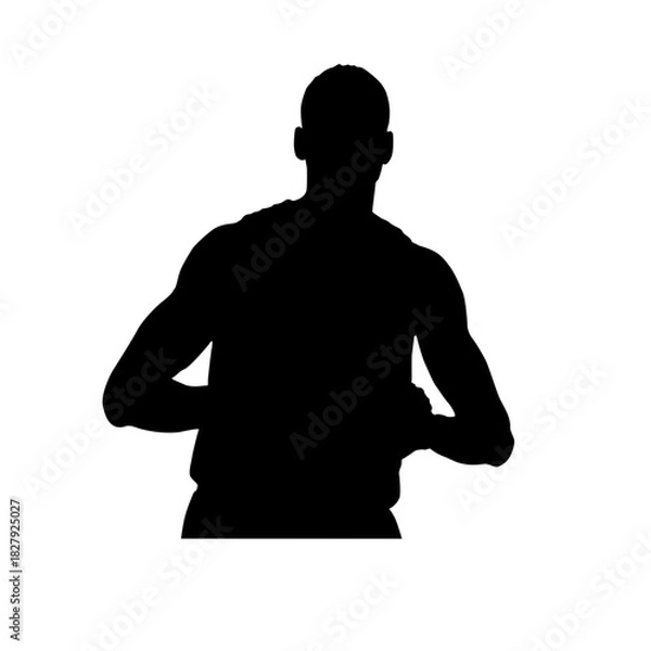 Obraz Silhouette of a man holding something with both hands