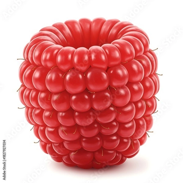 Fototapeta Perfect Fresh Raspberry isolated on white background in vibrant color