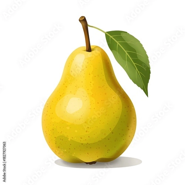 Fototapeta Perfectly ripe yellow pear isolated on white background ready to eat