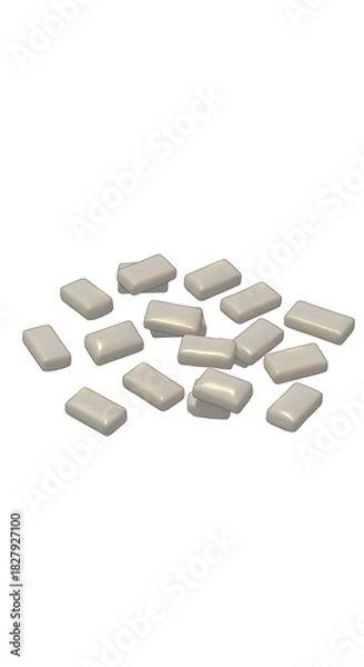 Fototapeta Pile of Chewing Gum Pieces Isolated on White Background Close Up