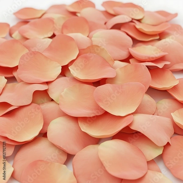 Fototapeta Pile of delicate peach colored rose petals abstract close up view