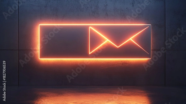 Obraz neon light digital envelope, message, e-mail