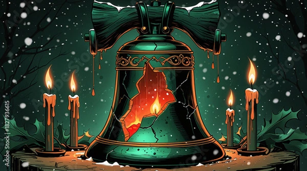 Obraz Enchanted Winter Bell in a Starlit Forest